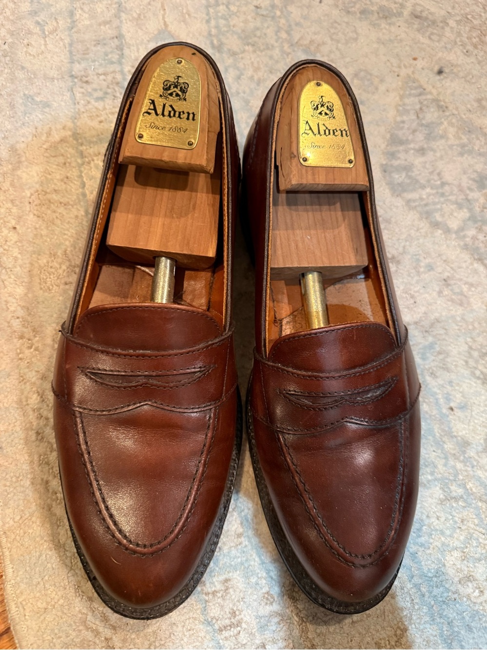Alden 686 Full Strap Penny Loafers Brown Calfskin Men's  9/12 Handcrafted